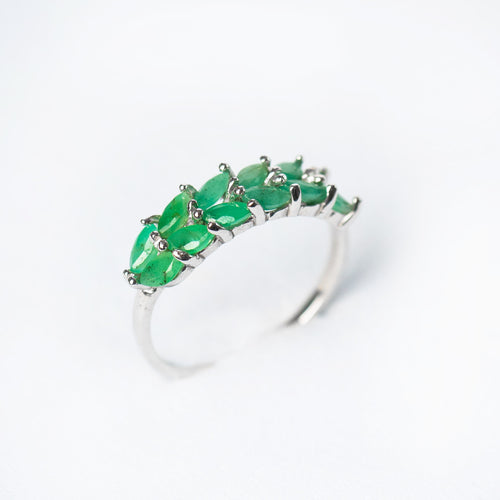 14k anillo esmeraldas oro blanco