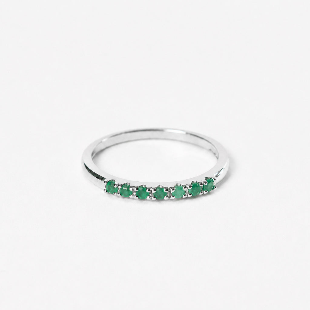 14K Anillo oro blanco esmeraldas