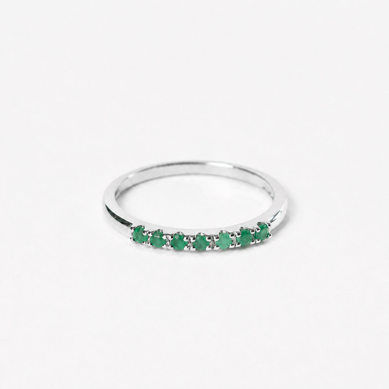 14K Anillo oro blanco esmeraldas