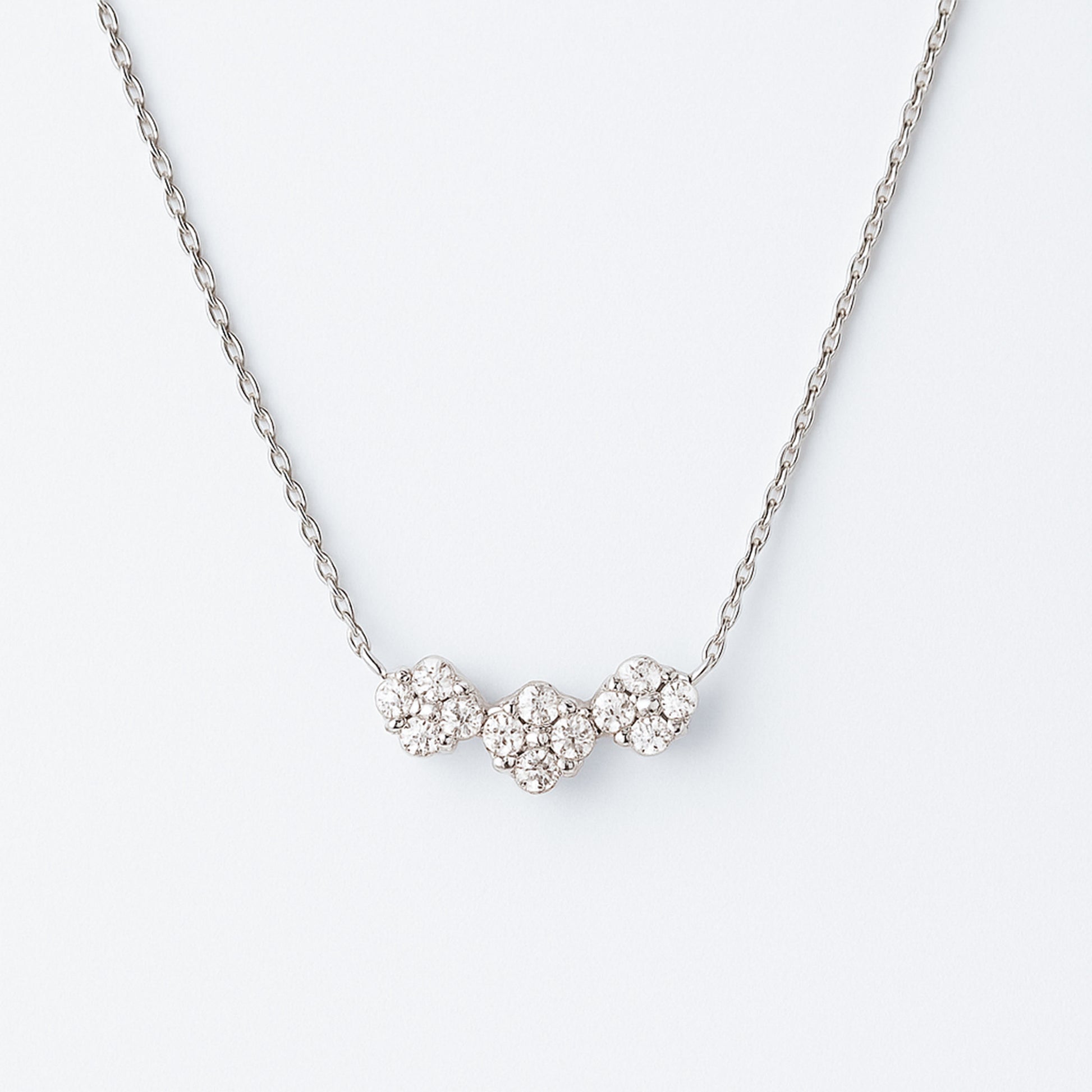 14K Collar en oro blanco con diamante de forma horizontal