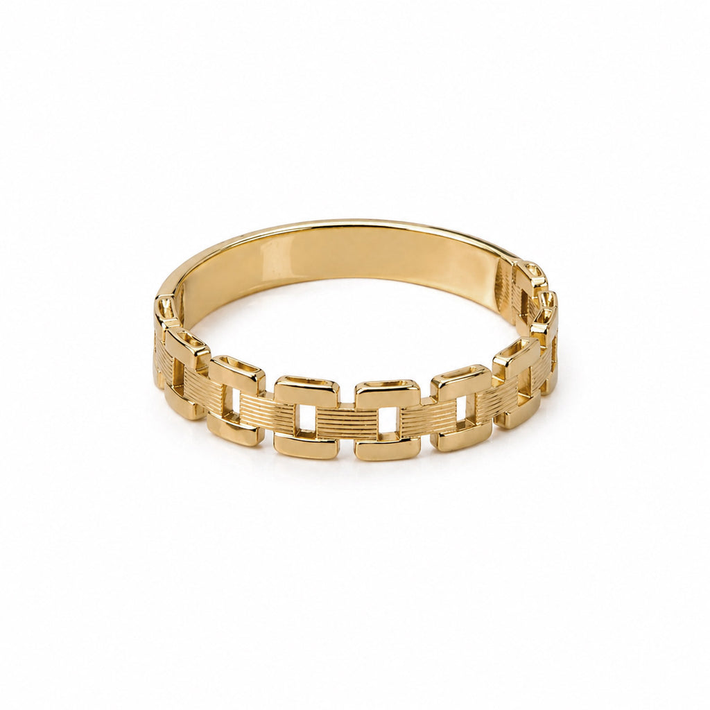 ANILLO CUADROS ENTRELAZADOS ORO AMARILLO 14K