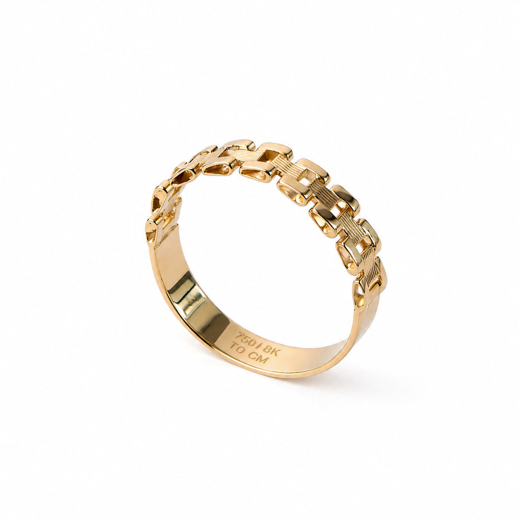 ANILLO CUADROS ENTRELAZADOS ORO AMARILLO 14K