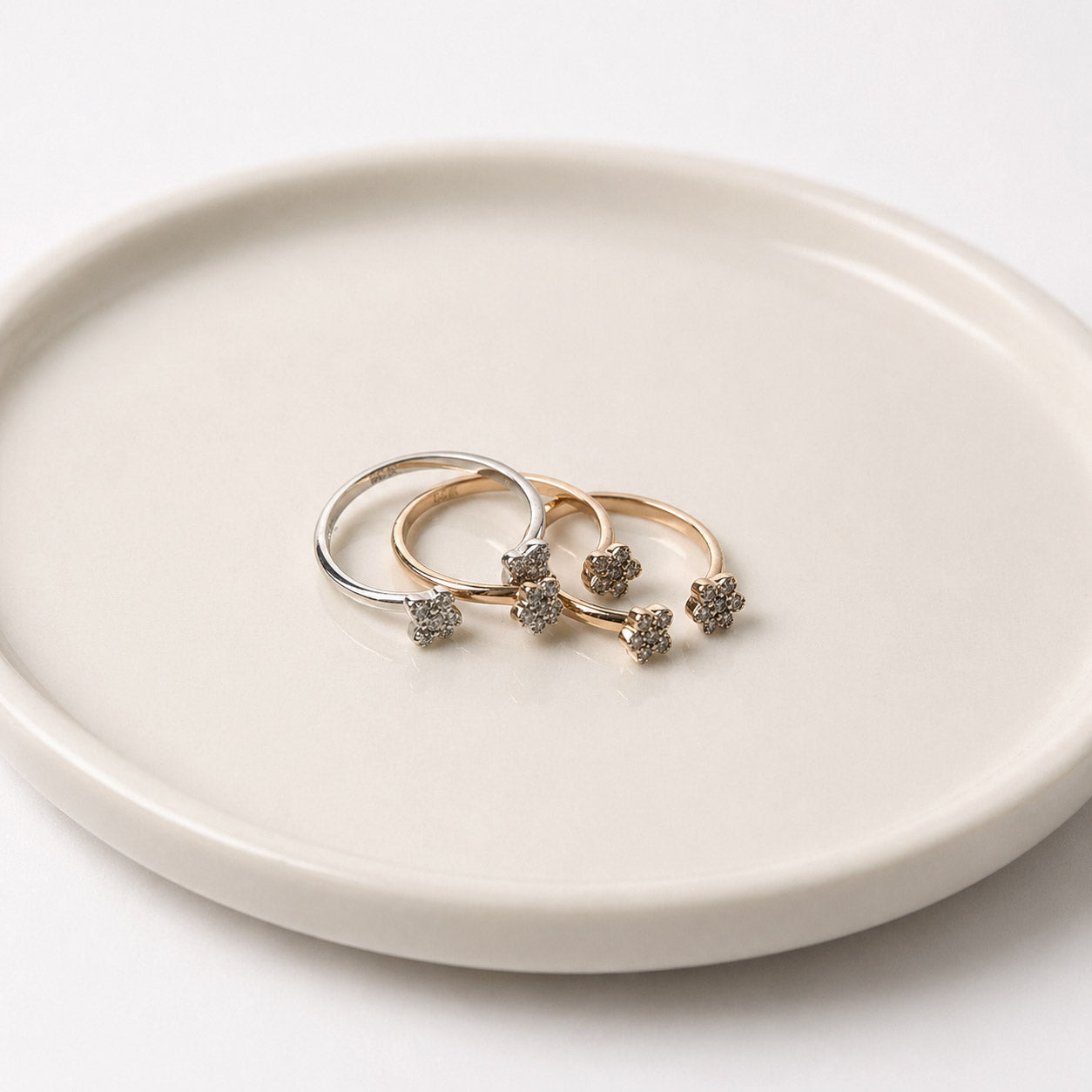 ANILLO ABIERTO MARIPOSAS ZIRCONIA ORO BLANCO 14K