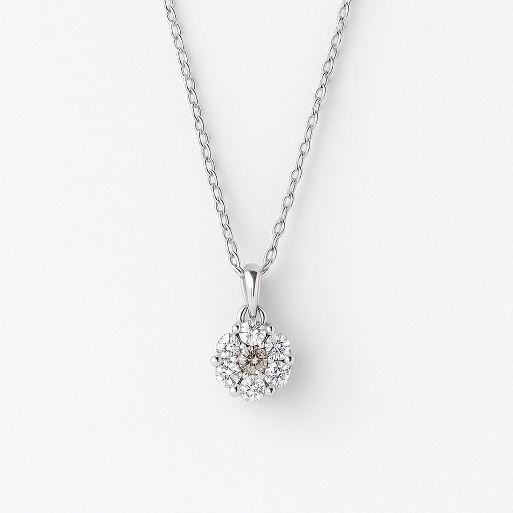 14K Collar en oro blanco con pendiente de diamante