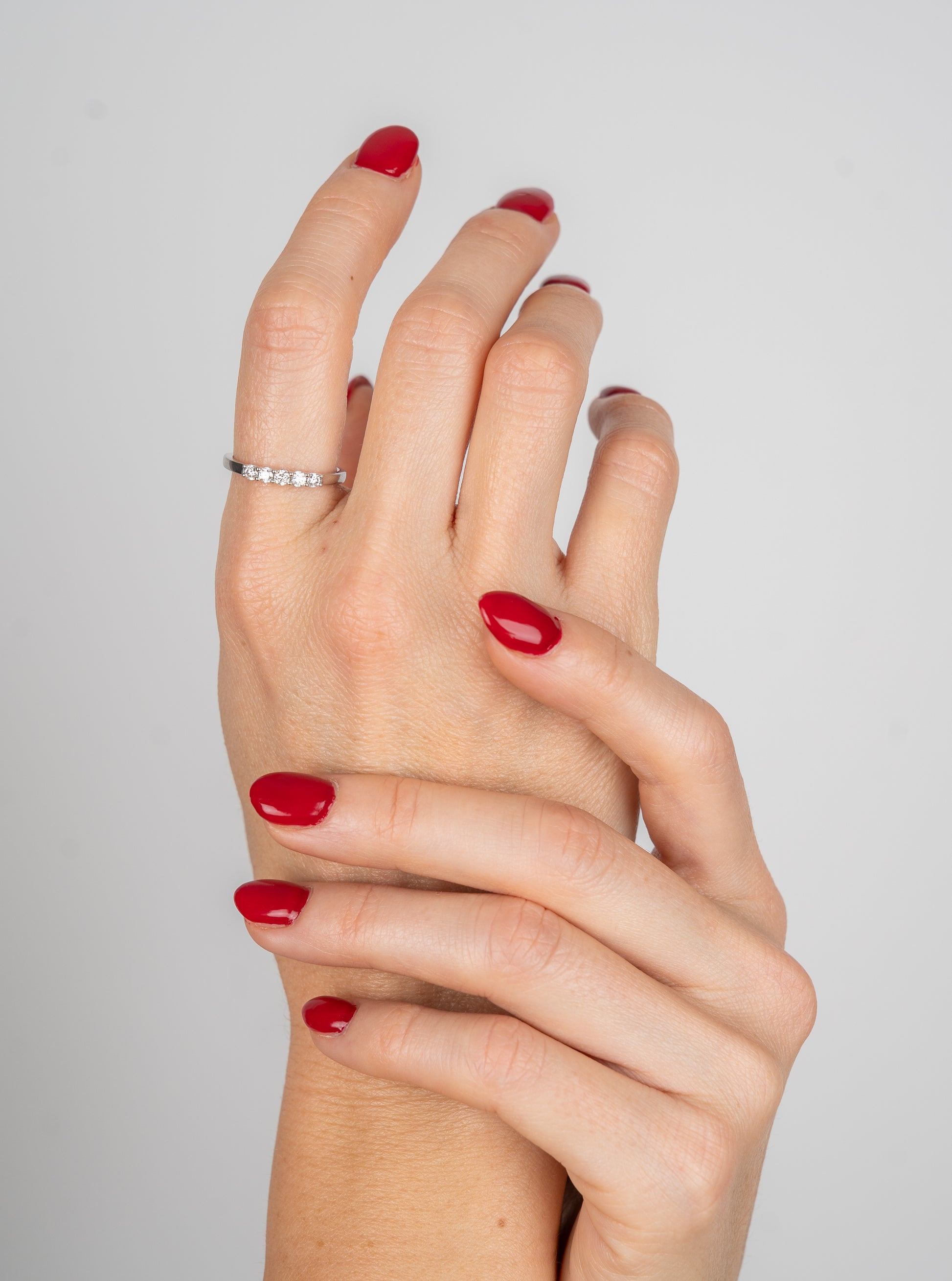 14K Anillo oro blanco diamantes