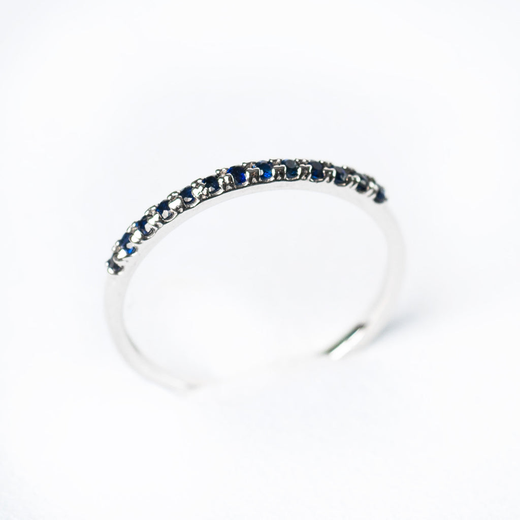 14K Anillo oro blanco zafiros