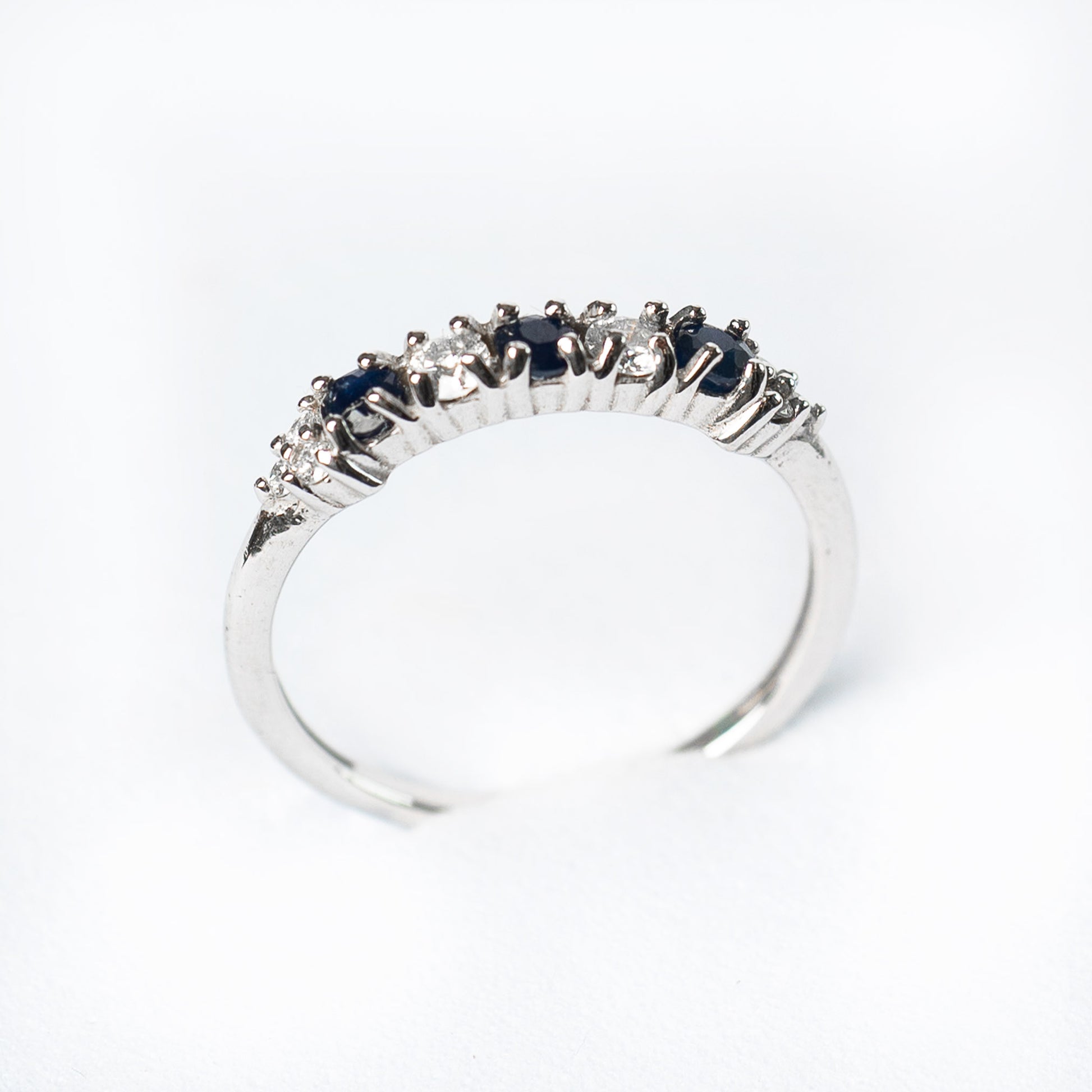 14k anillo zafiros diamantes oro blanco