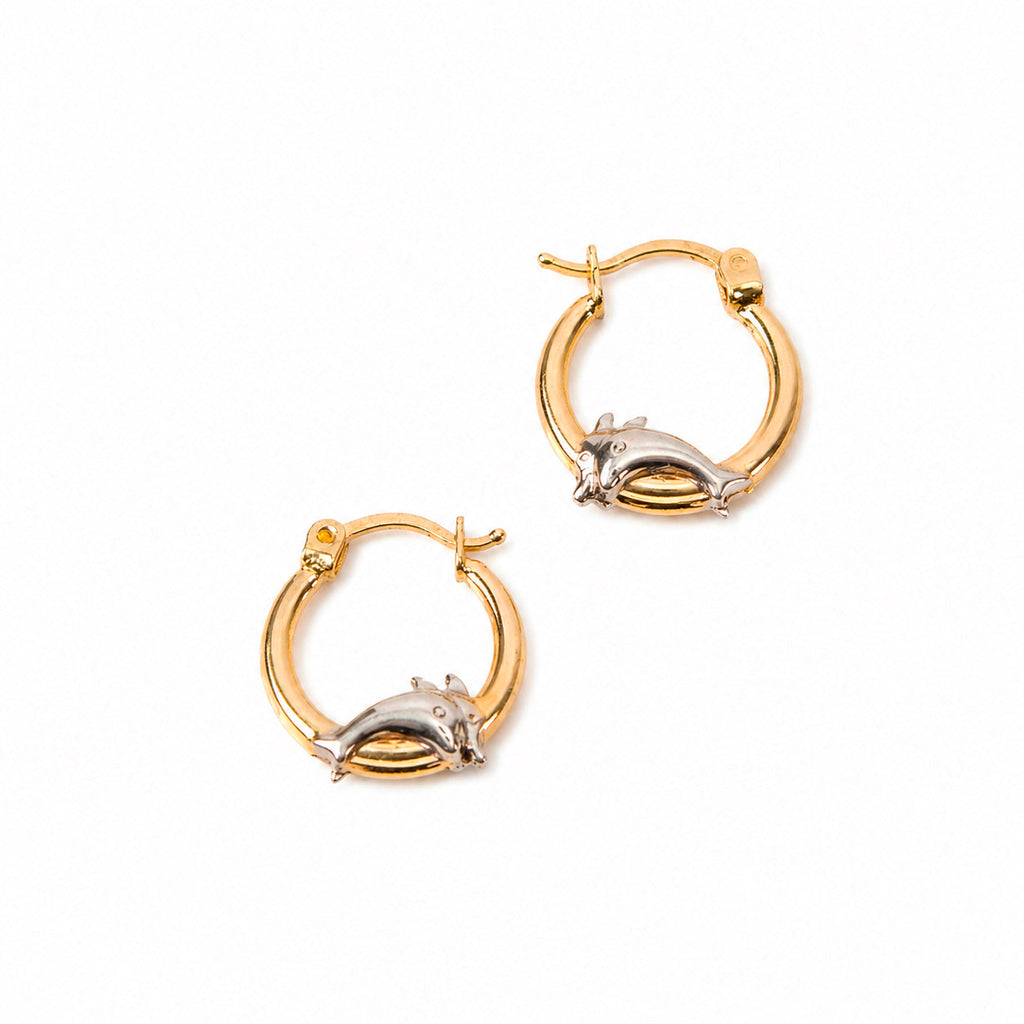 ARRACADAS CHICAS DELFIN ORO AMARILLO 14K