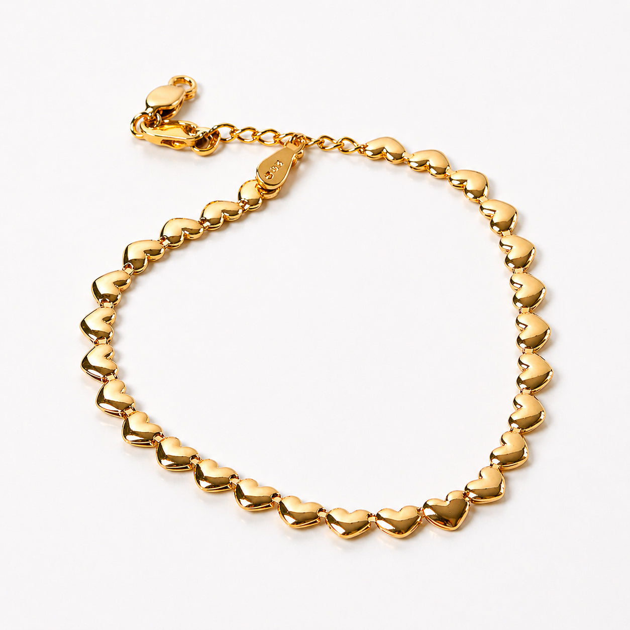 PULSERA CORAZONES ORO AMARILLO 14K