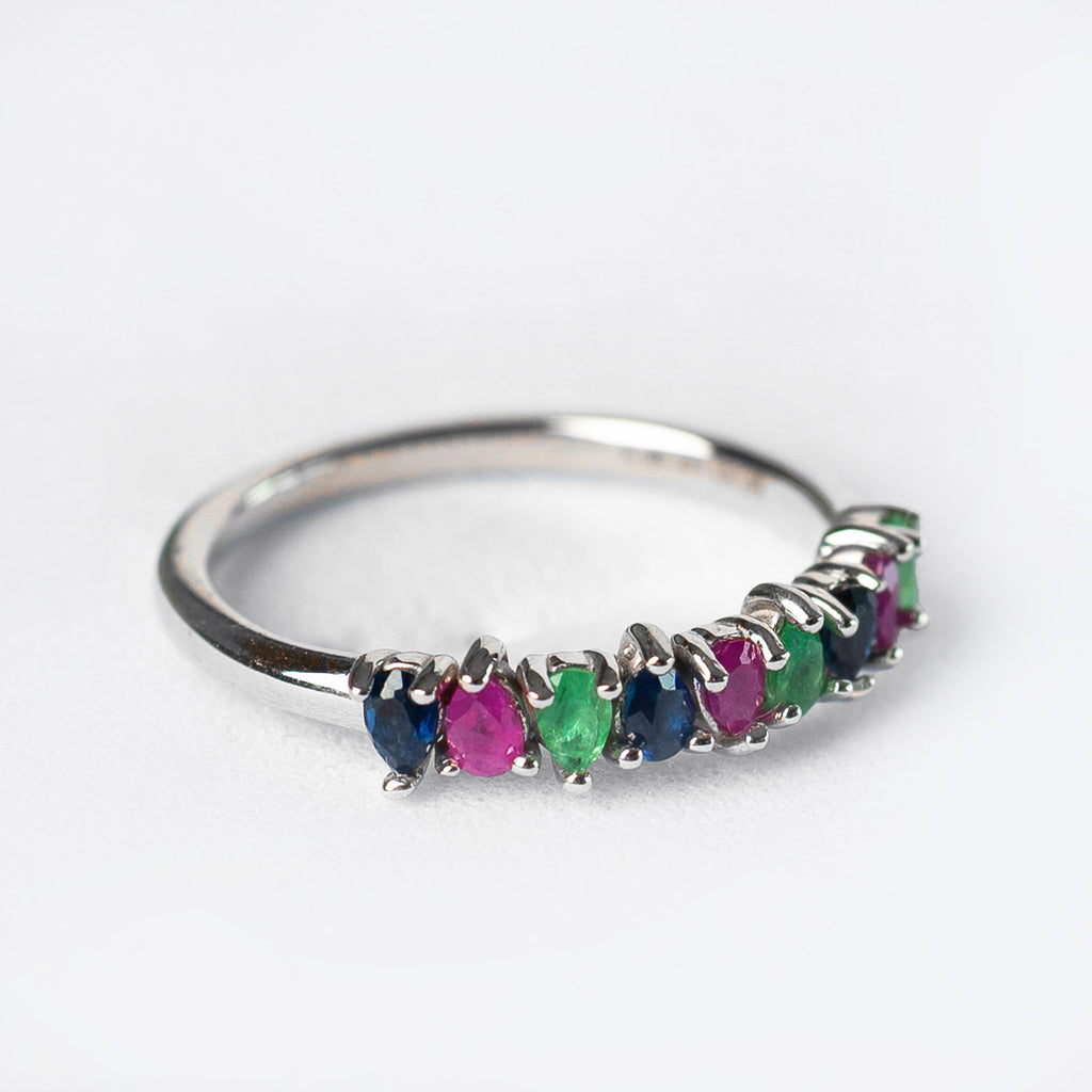 14k anillo oro blanco coctel