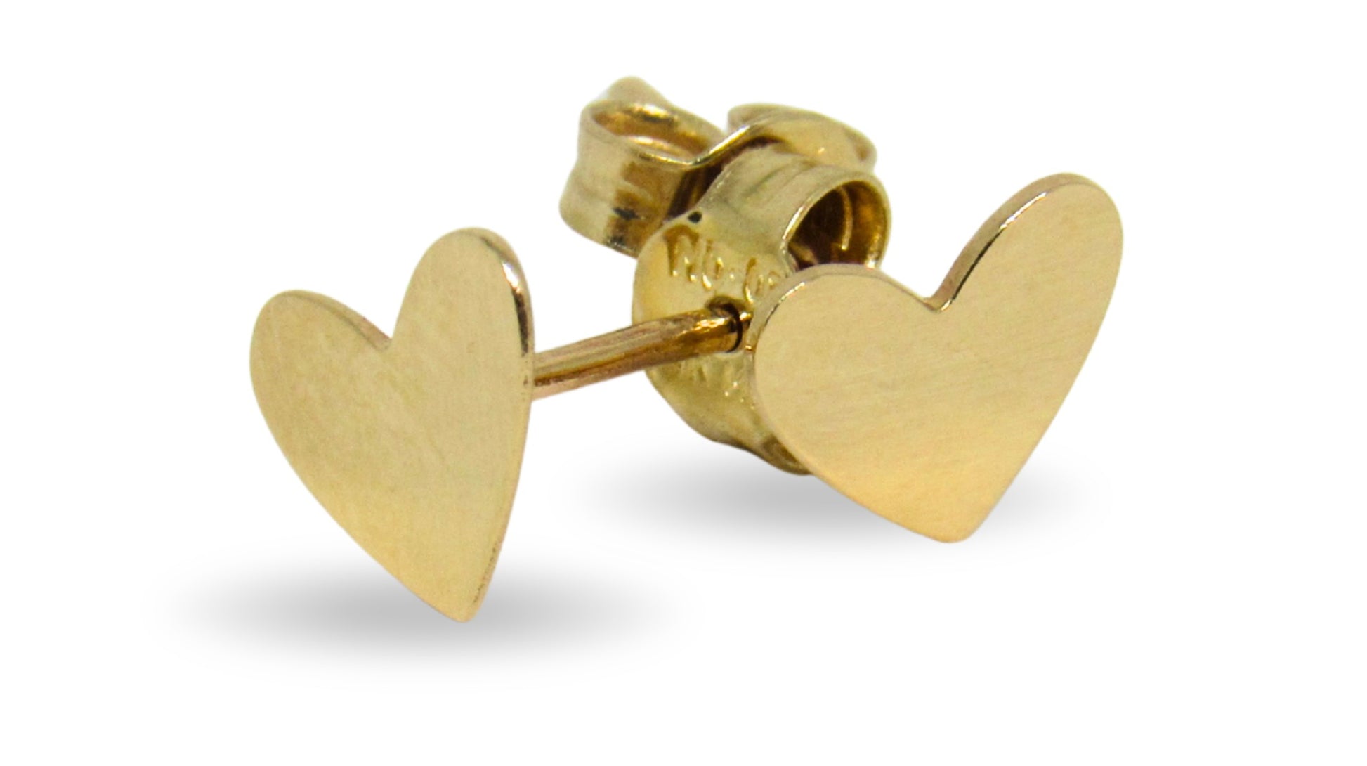 BROQUELES DE CORAZON EN ORO AMARILLO 14K