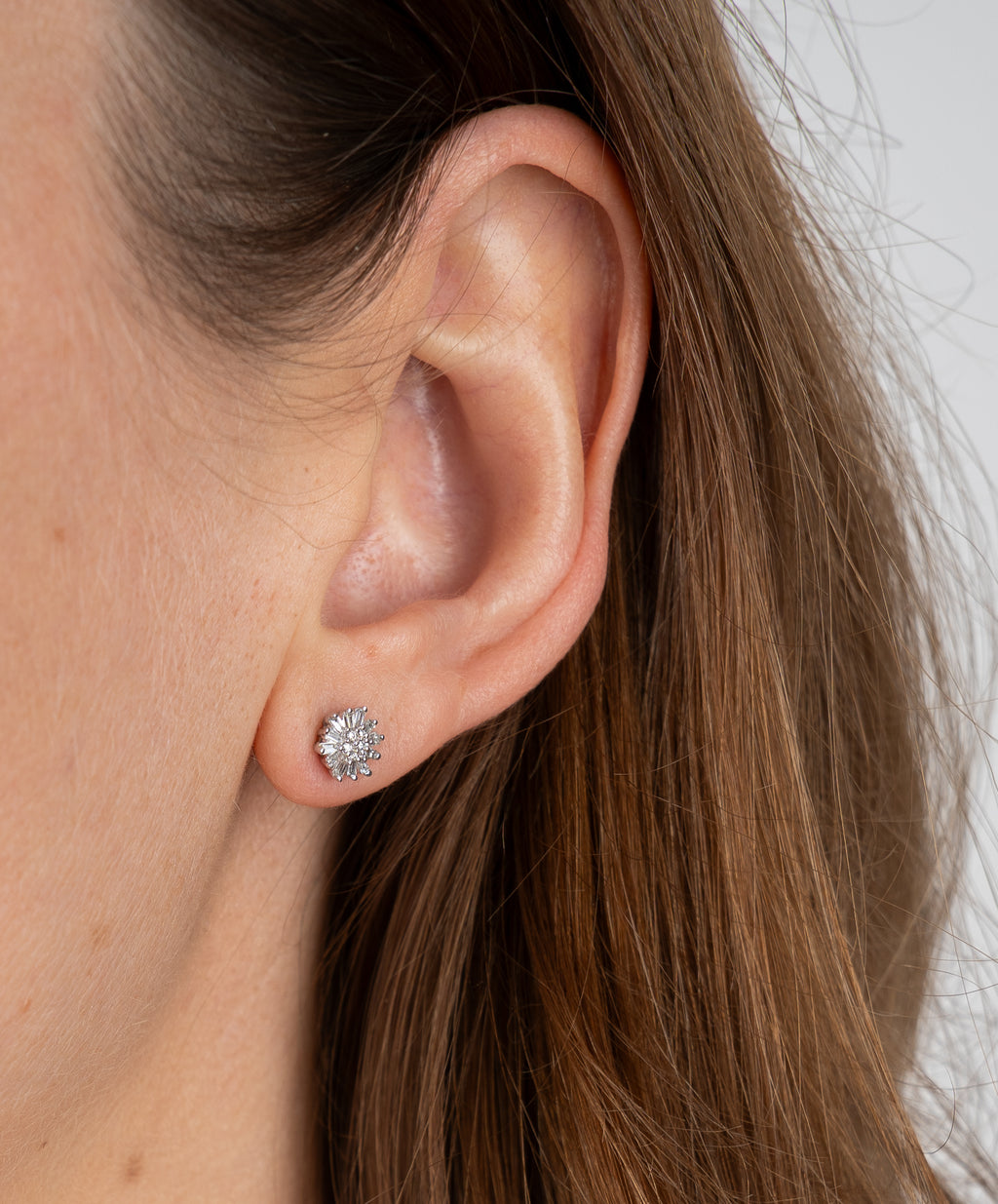 14K Aretes oro blanco diamante