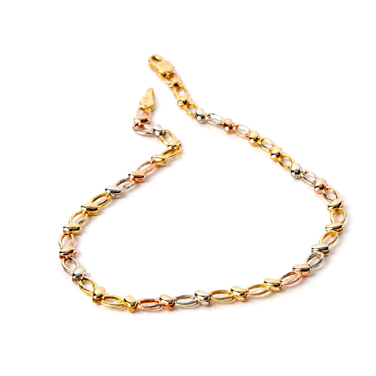PULSERA OVALOS 3 OROS DE 14K