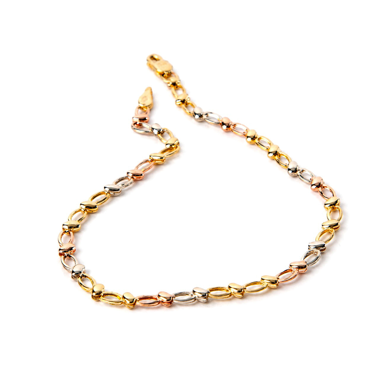PULSERA OVALOS 3 OROS DE 14K