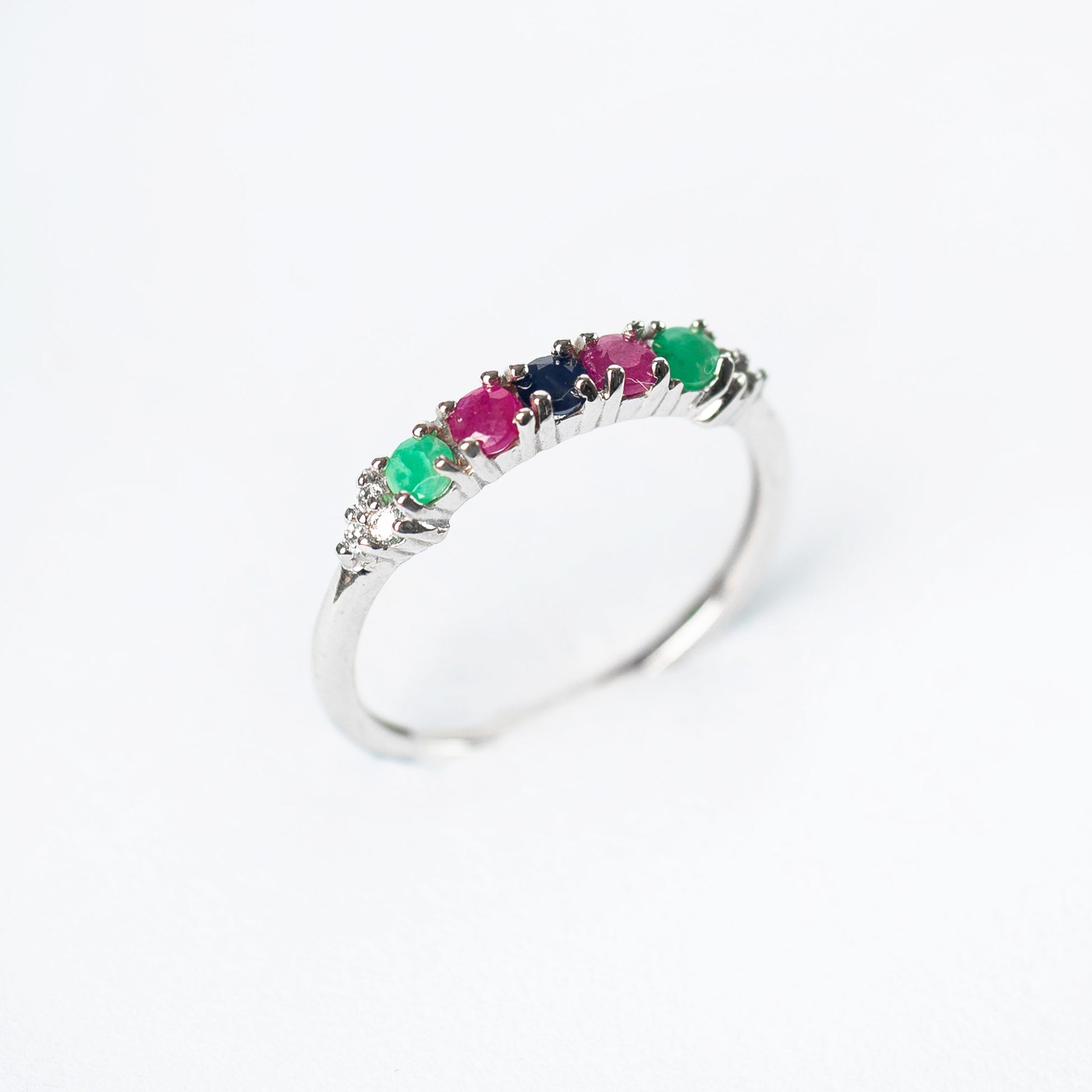 14K Anillo oro blanco coctel diamantes