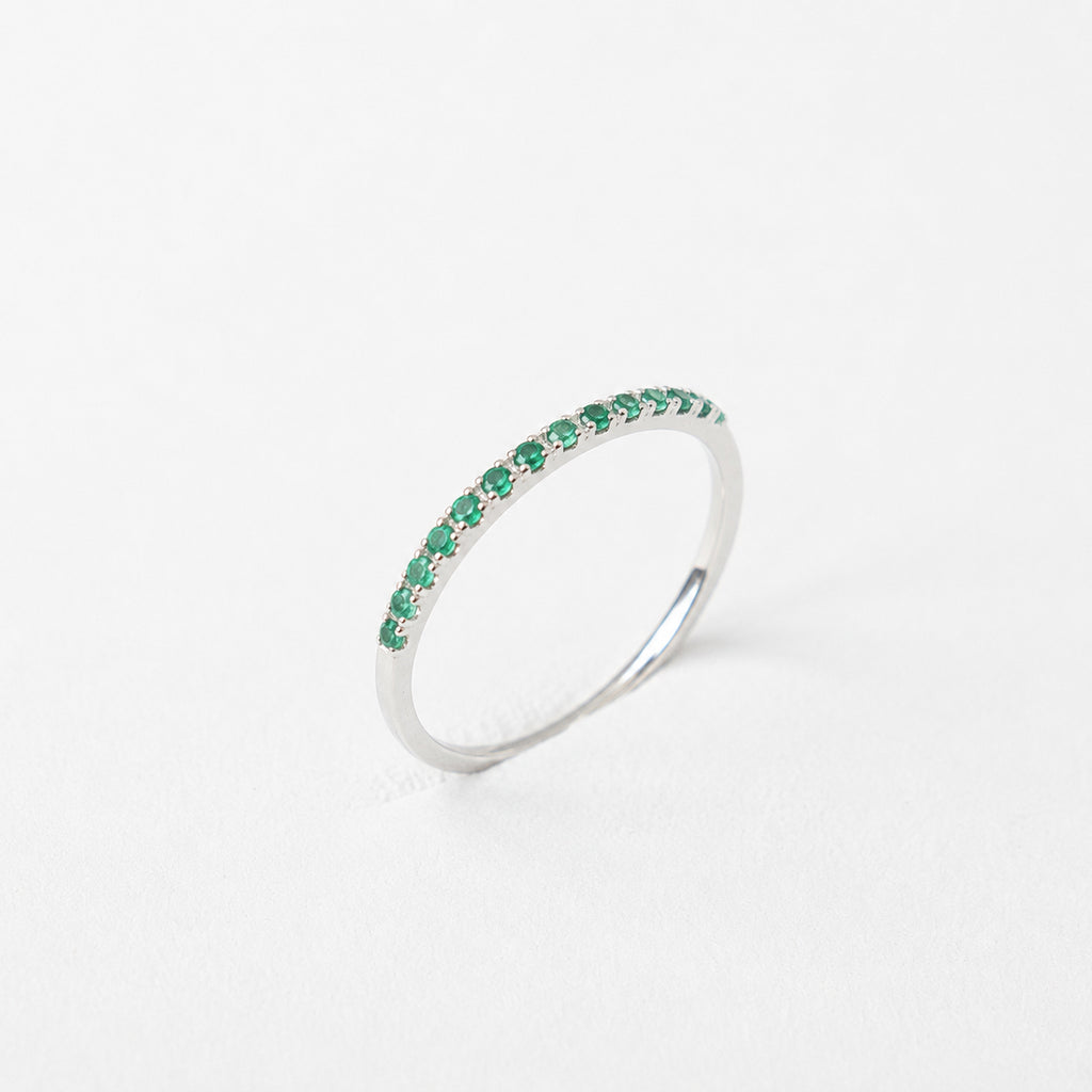 14K Anillo oro blanco esmeraldas