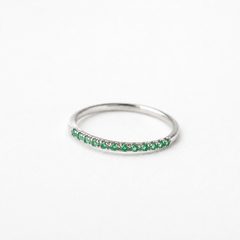 14K Anillo oro blanco esmeraldas