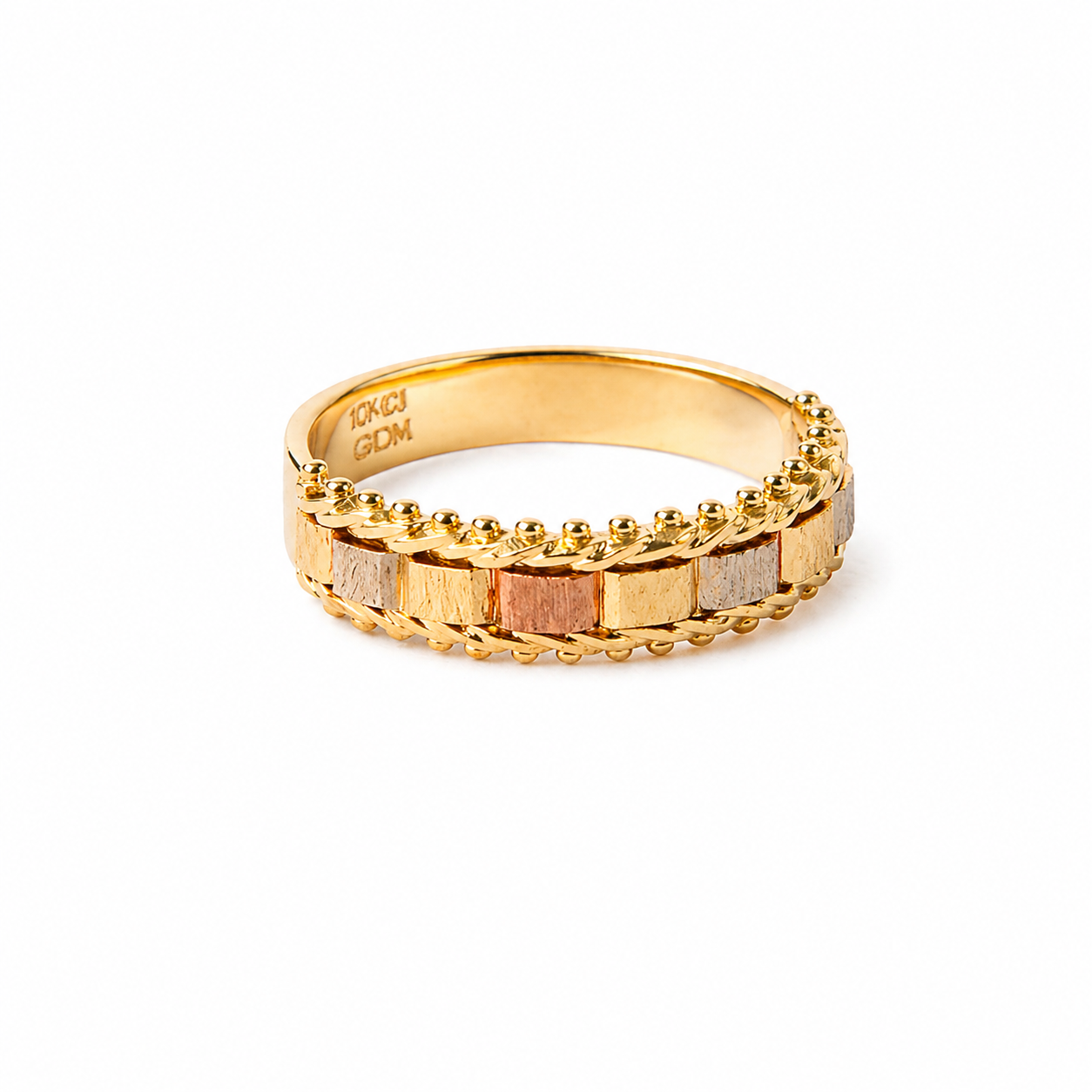 ANILLO CUADROS EN 3 ORO DE 14K