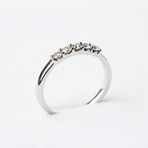 14K Anillo oro blanco diamantes