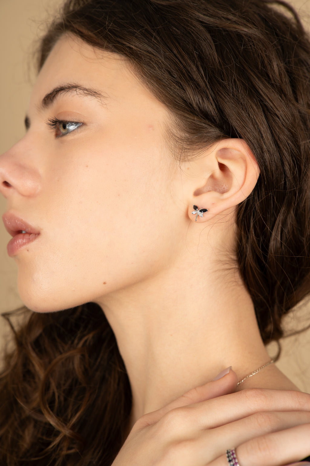 14k aretes oro blanco de libélula zafiro diamante