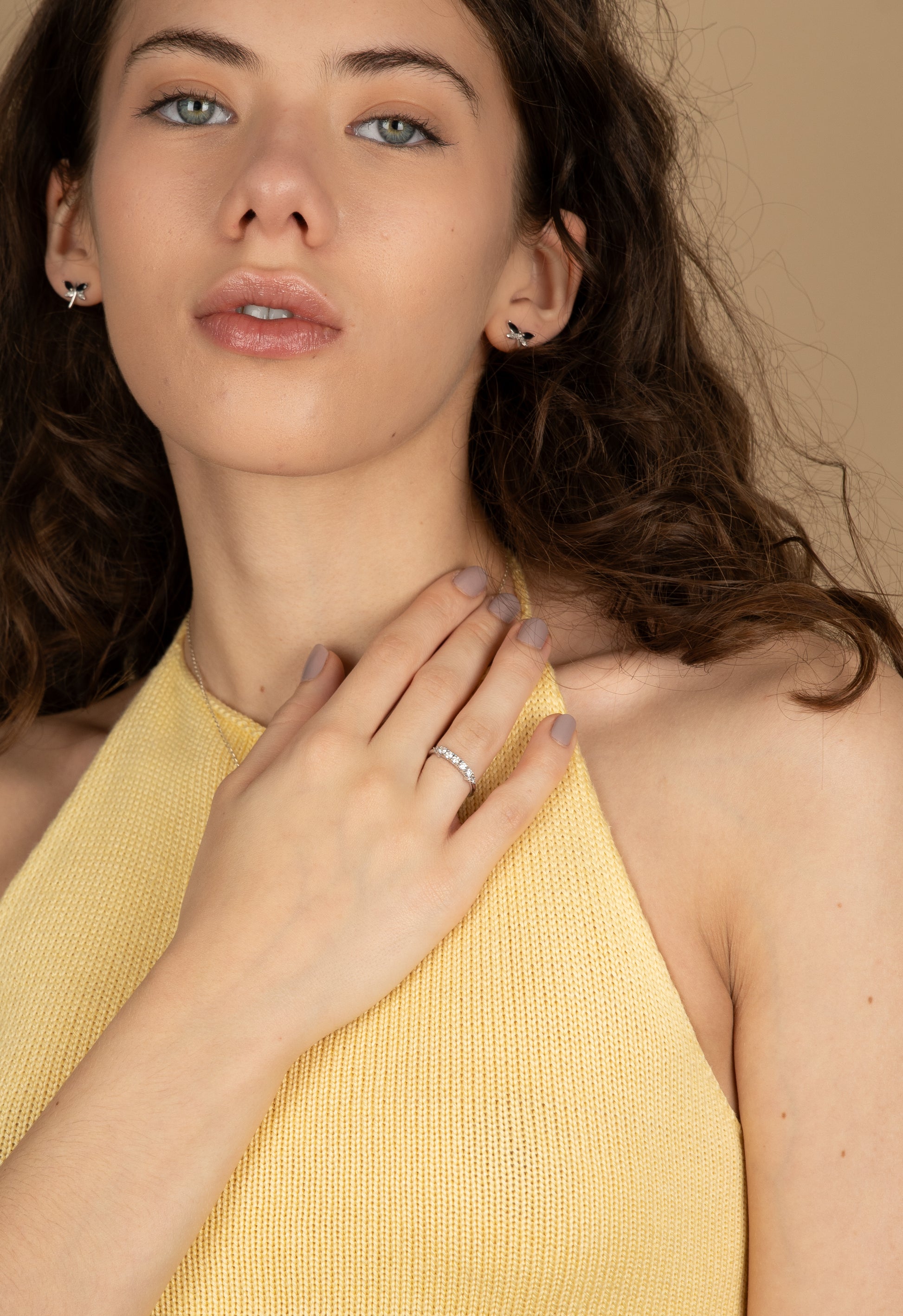14K Anillo oro blanco diamantes de laboratorio