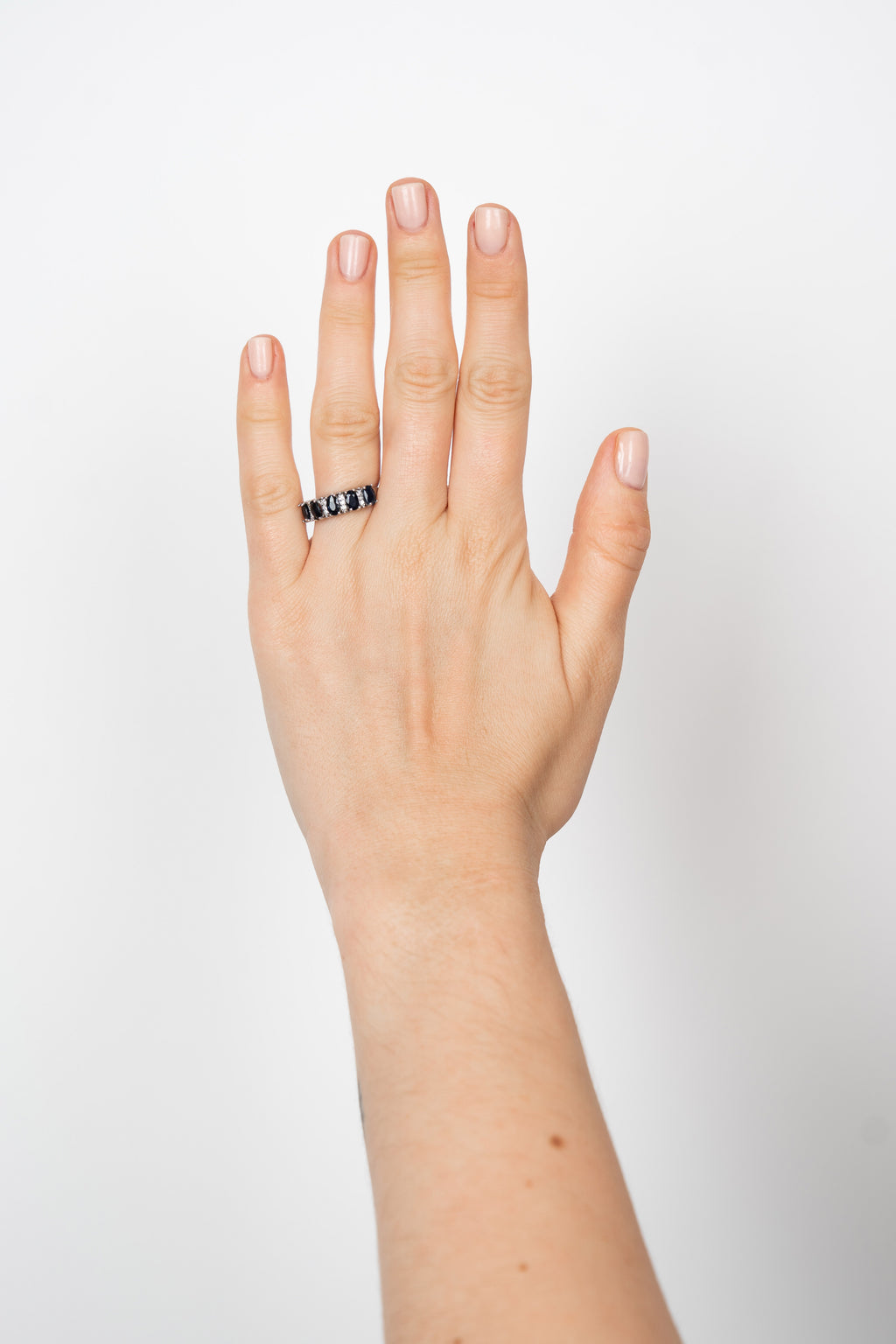 14k anillo zafiros diamantes oro blanco