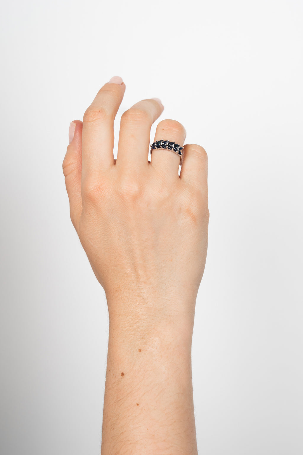 14k anillo zafiros oro blanco