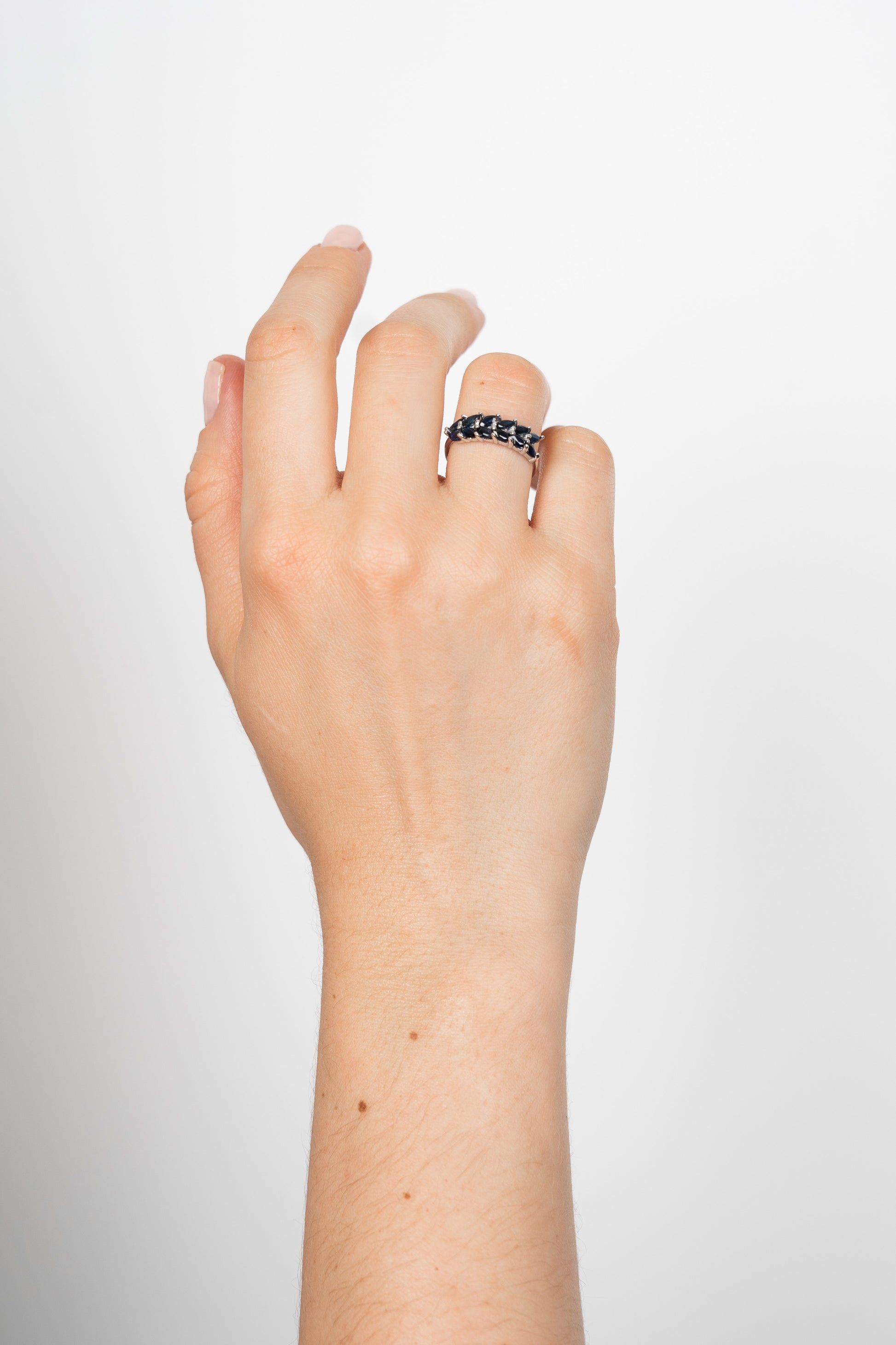 14k anillo zafiros oro blanco