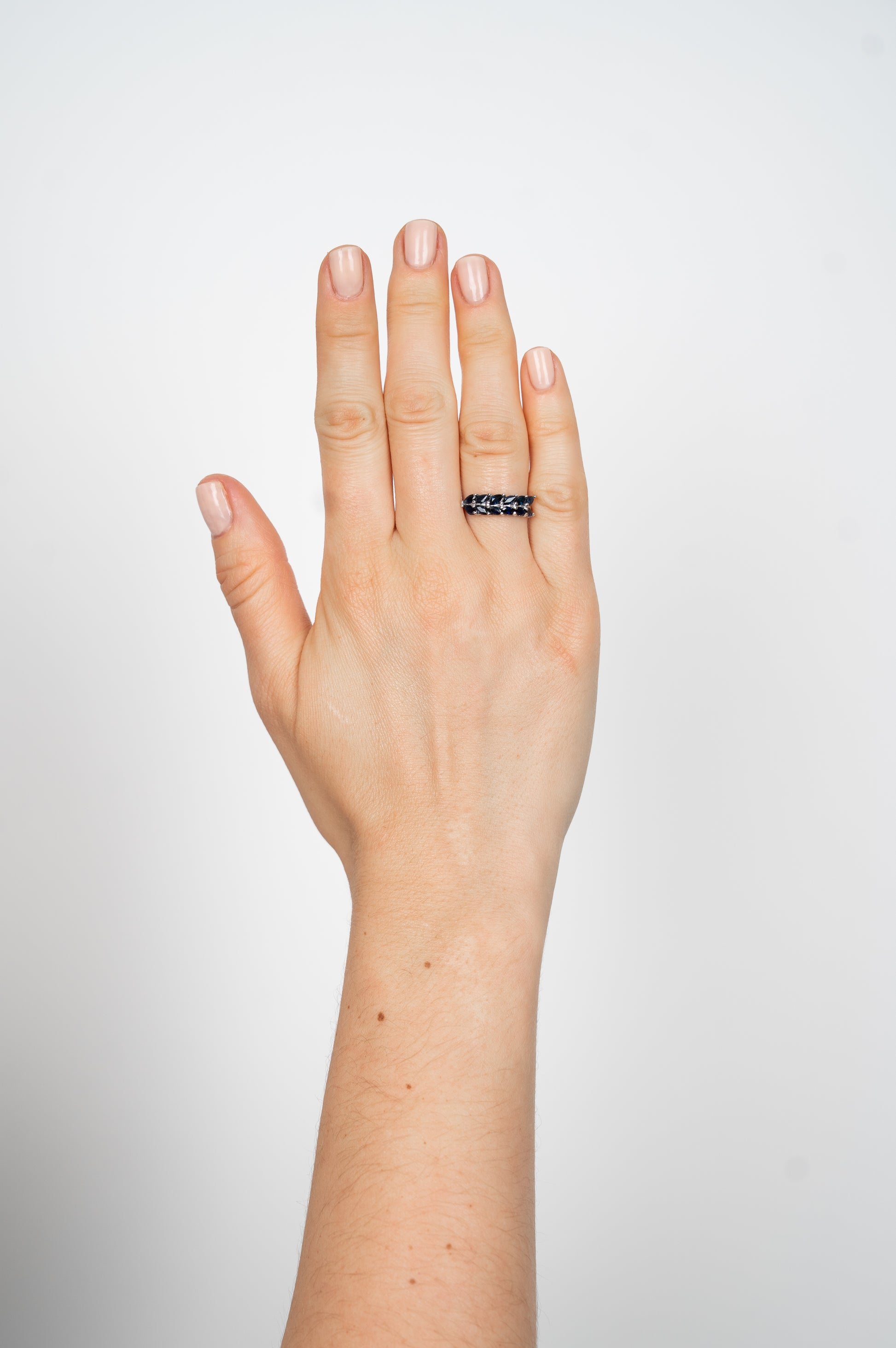 14k anillo zafiros oro blanco