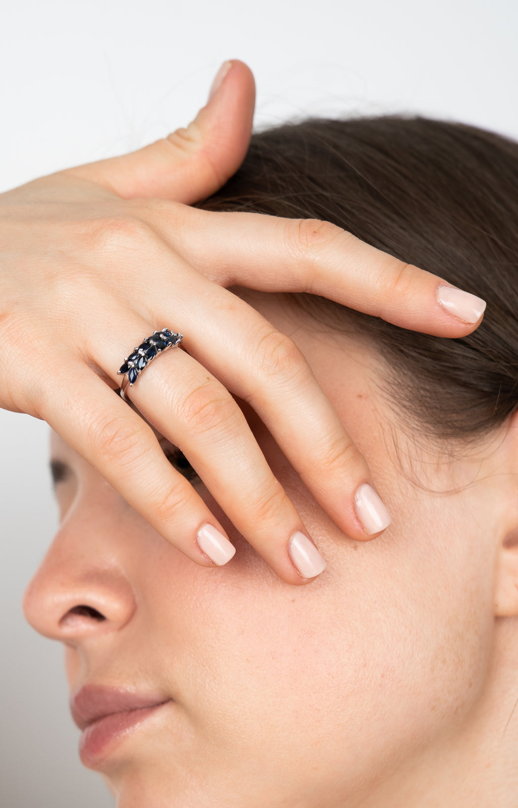 14k anillo zafiros oro blanco