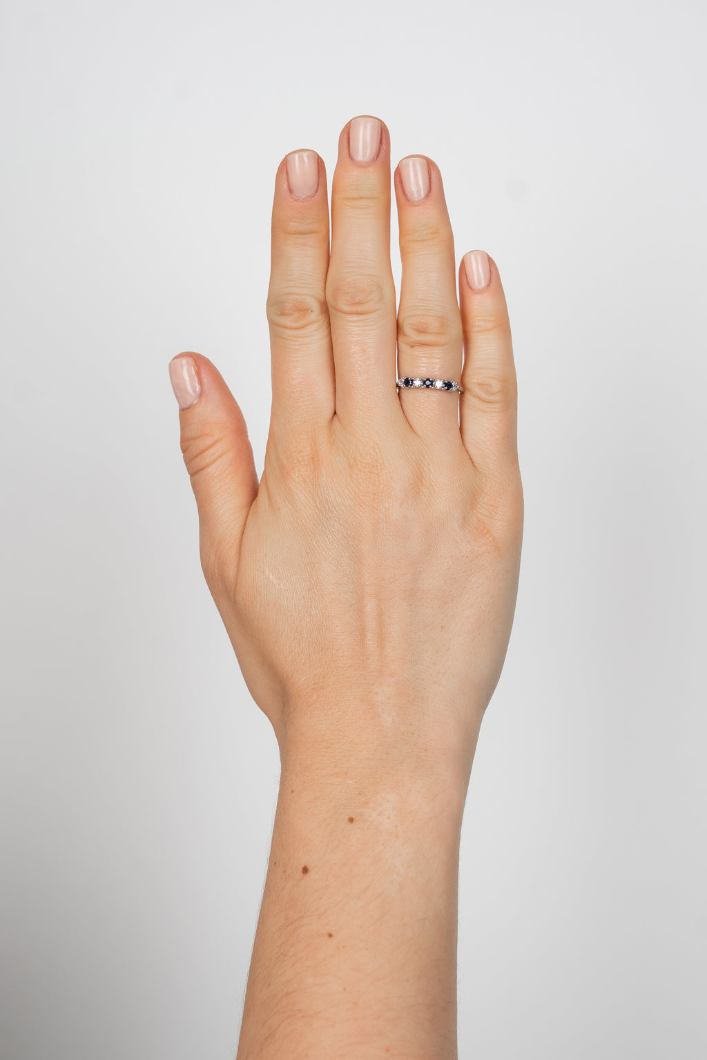 14k anillo zafiros diamantes oro blanco