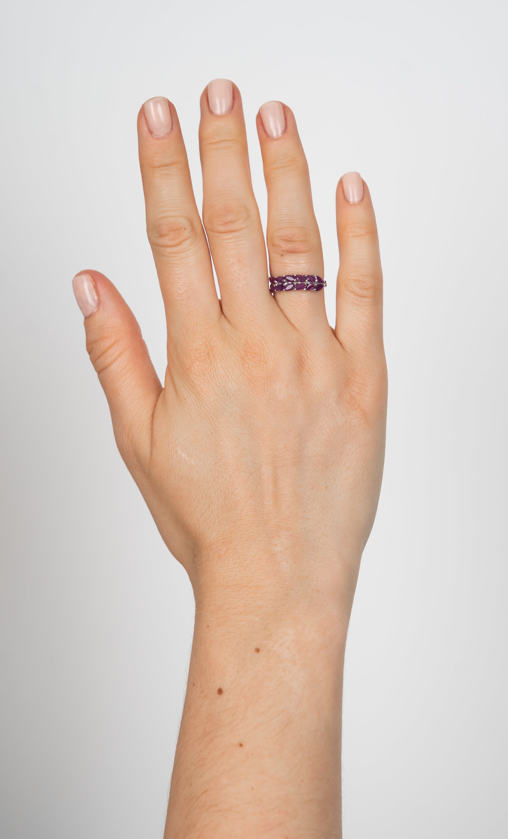 14k anillo rubíes oro blanco