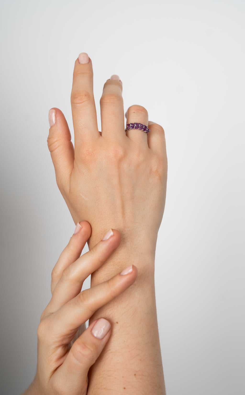 14k anillo rubíes oro blanco