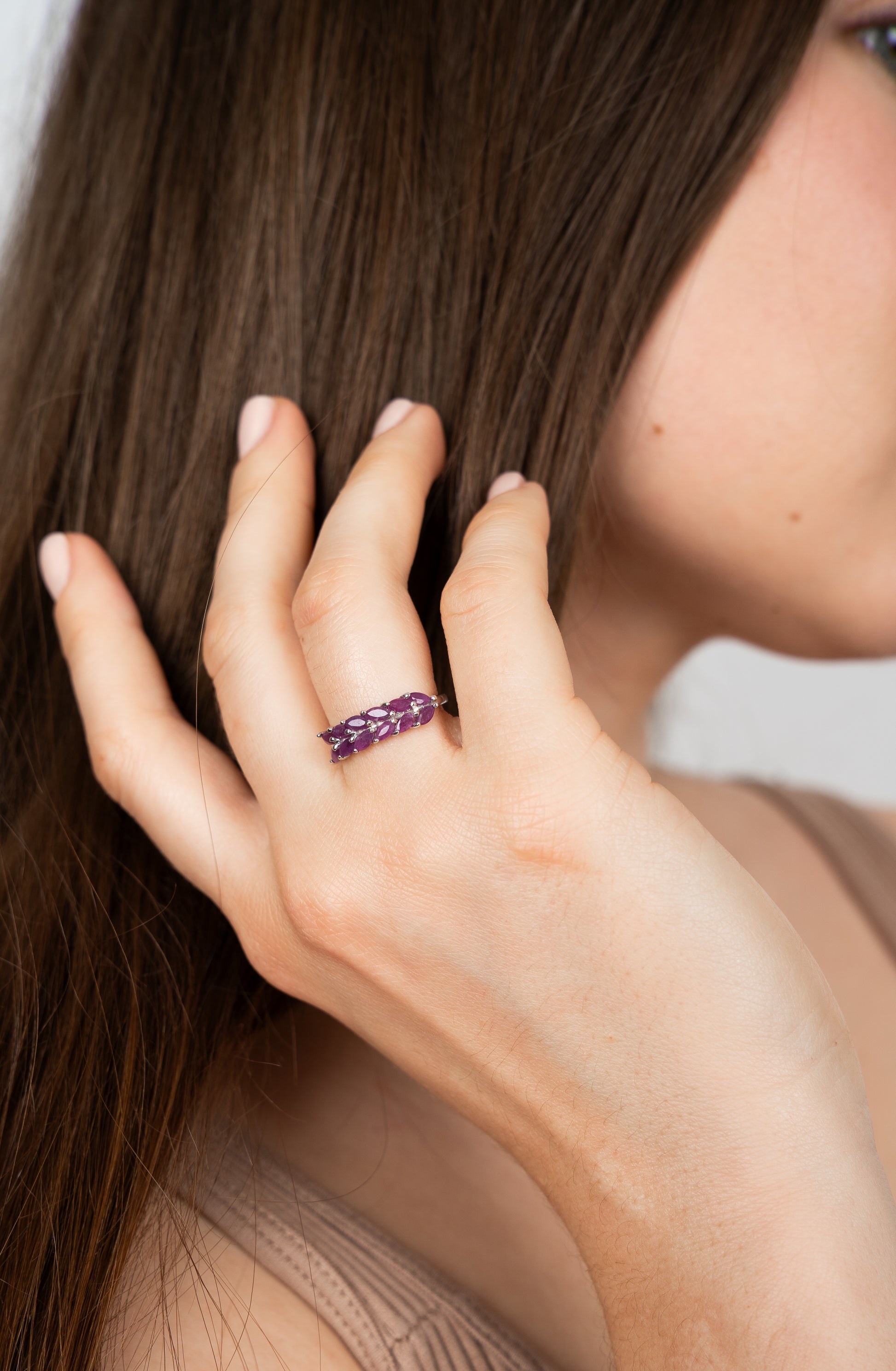 14k anillo rubíes oro blanco