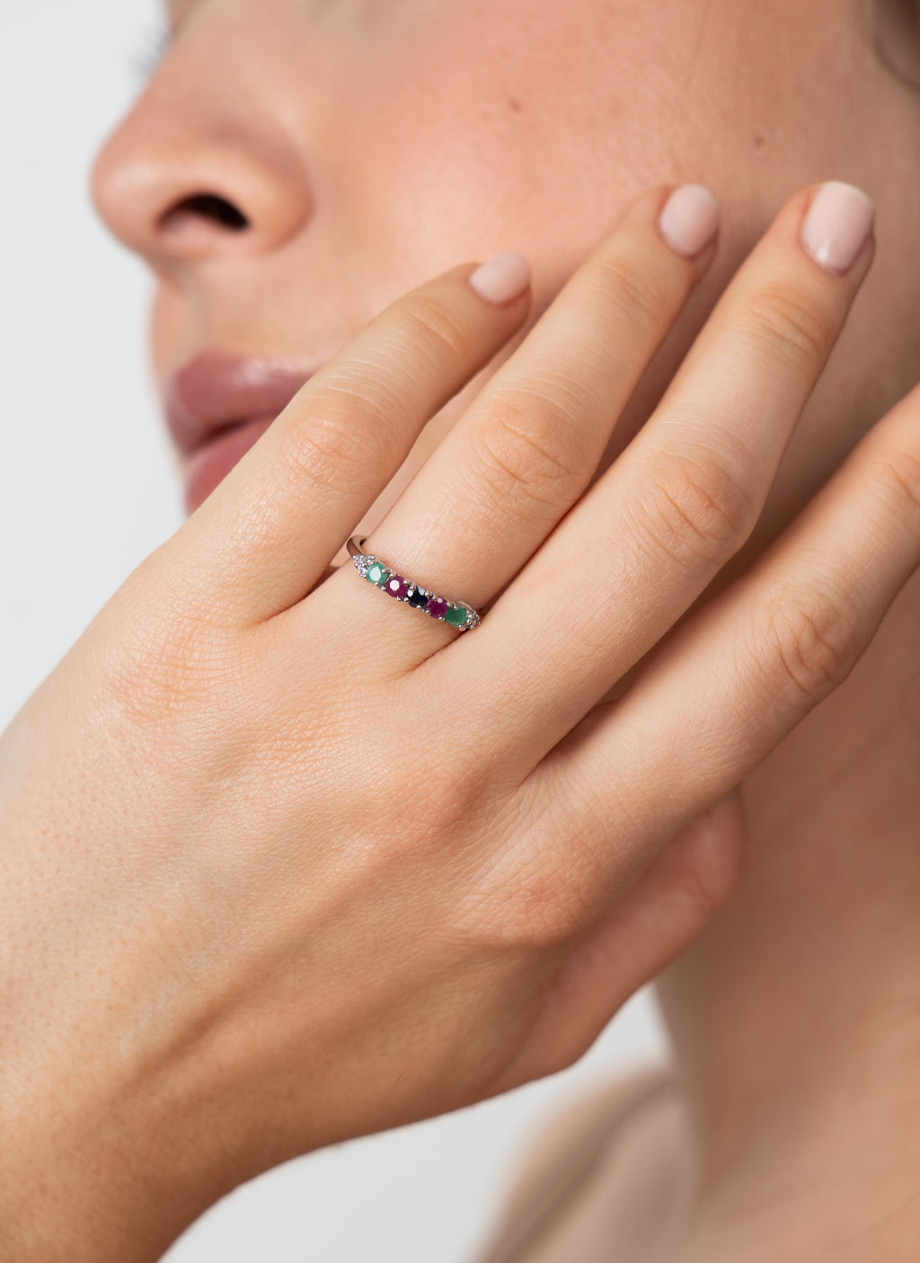 14K Anillo oro blanco coctel diamantes