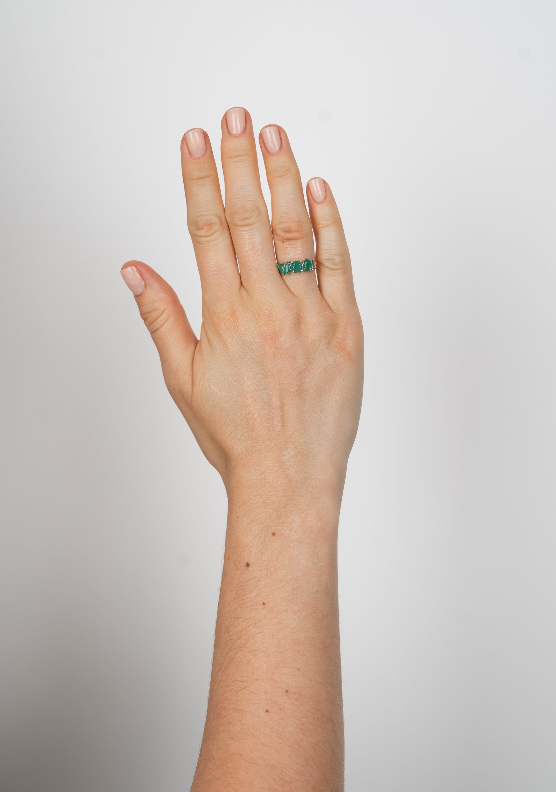 14k anillo esmeraldas oro blanco