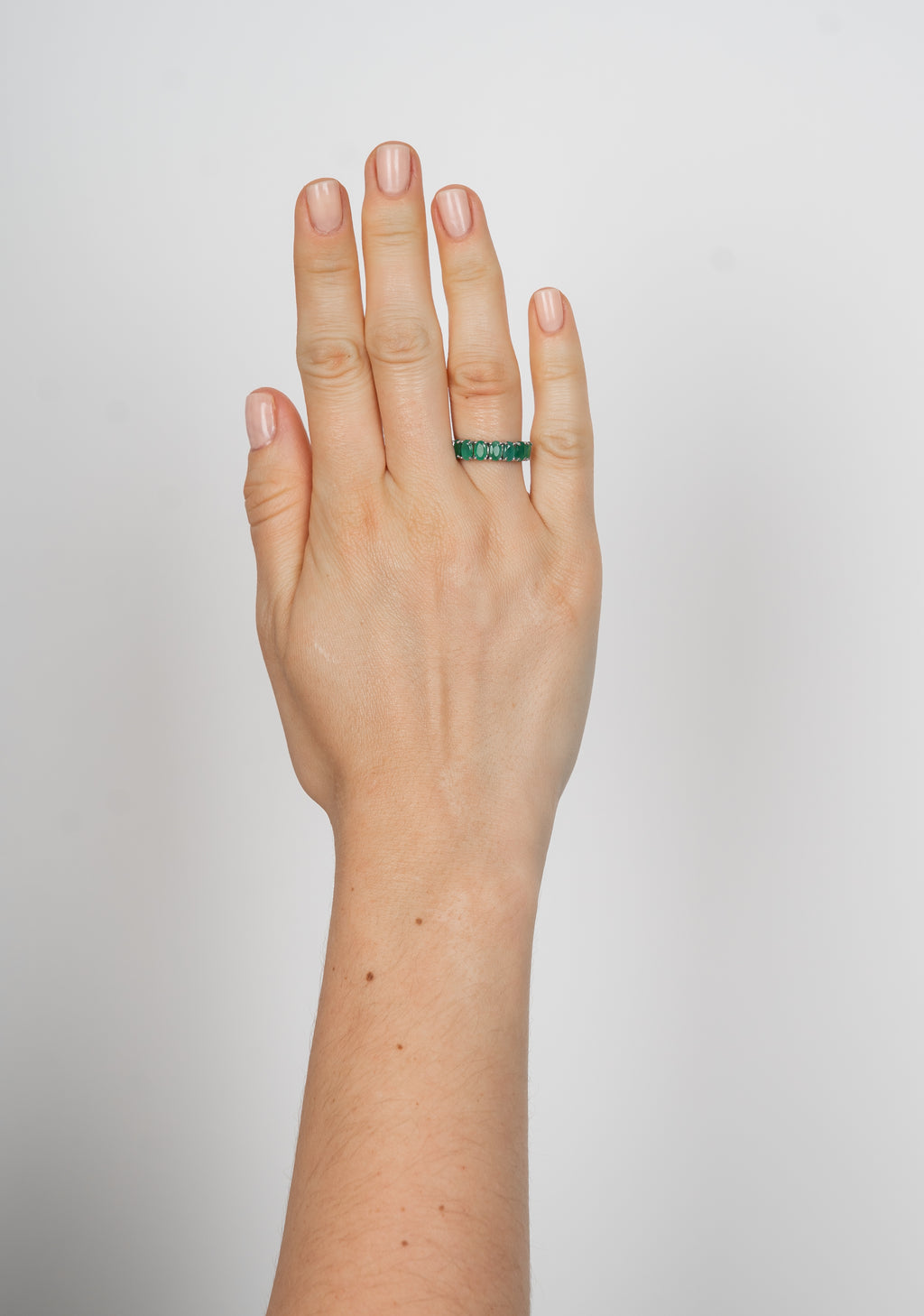 14K Anillo oro blanco esmeraldas