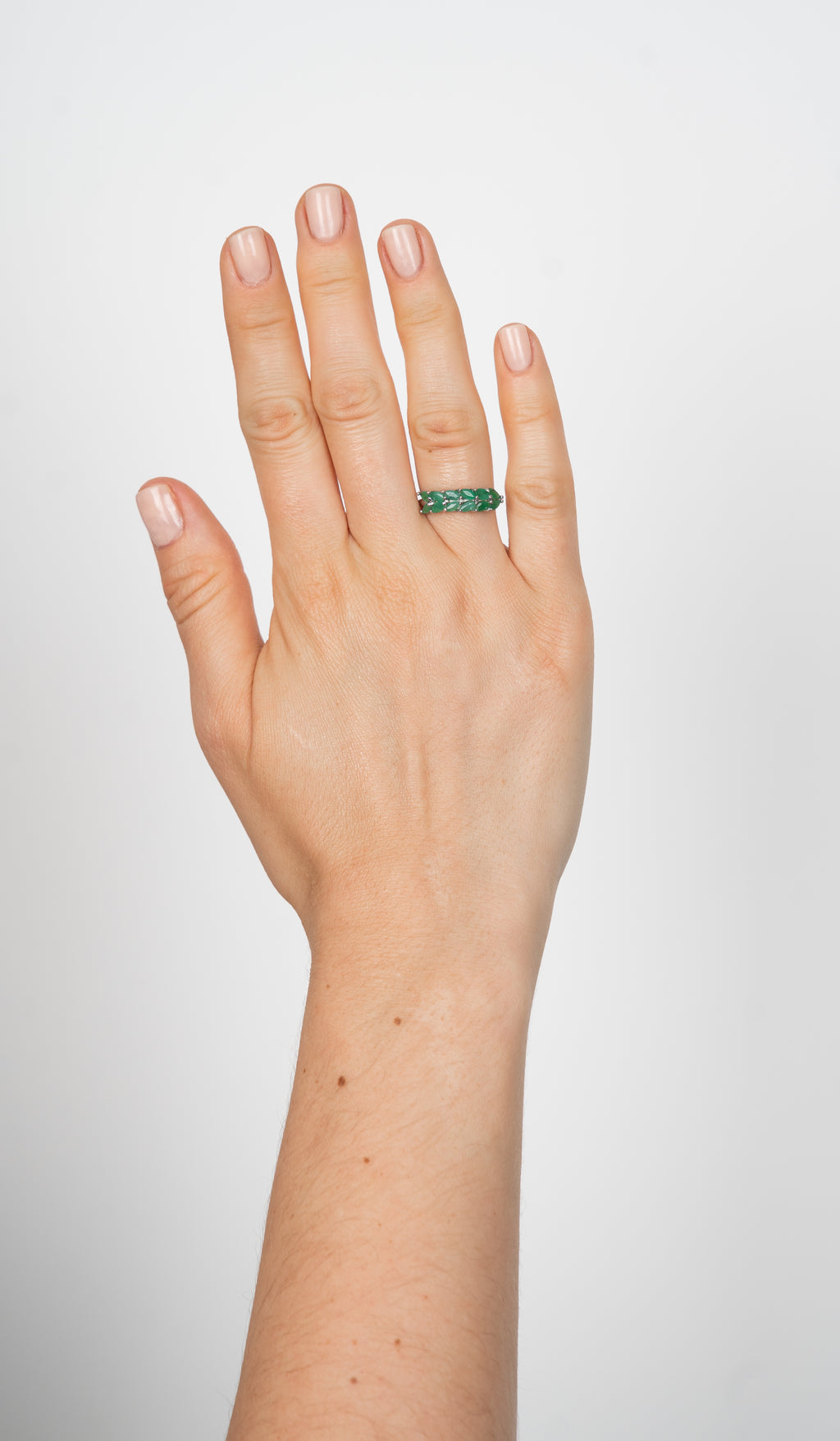 14k anillo esmeraldas oro blanco