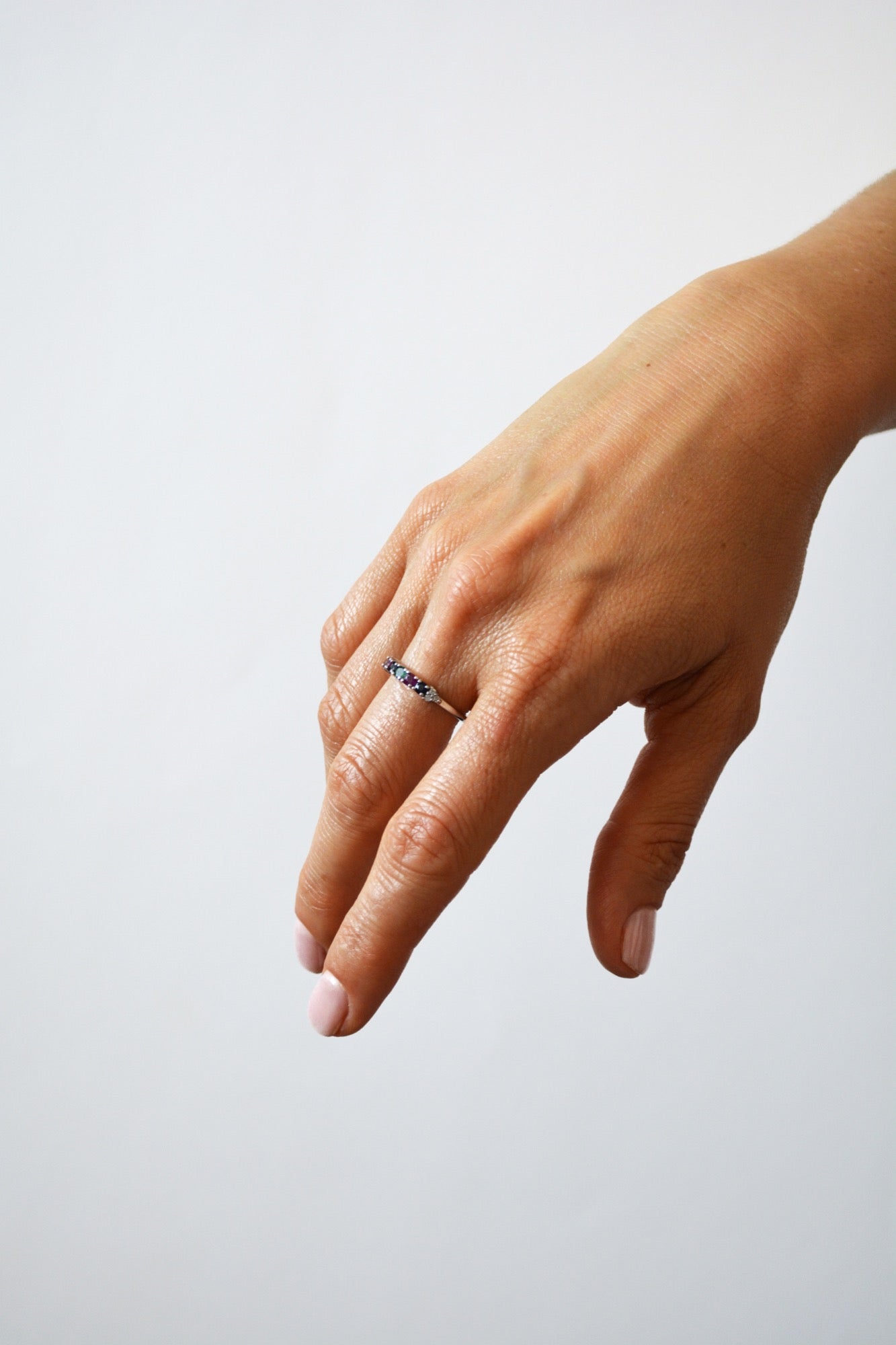 14K Anillo oro blanco coctel diamantes