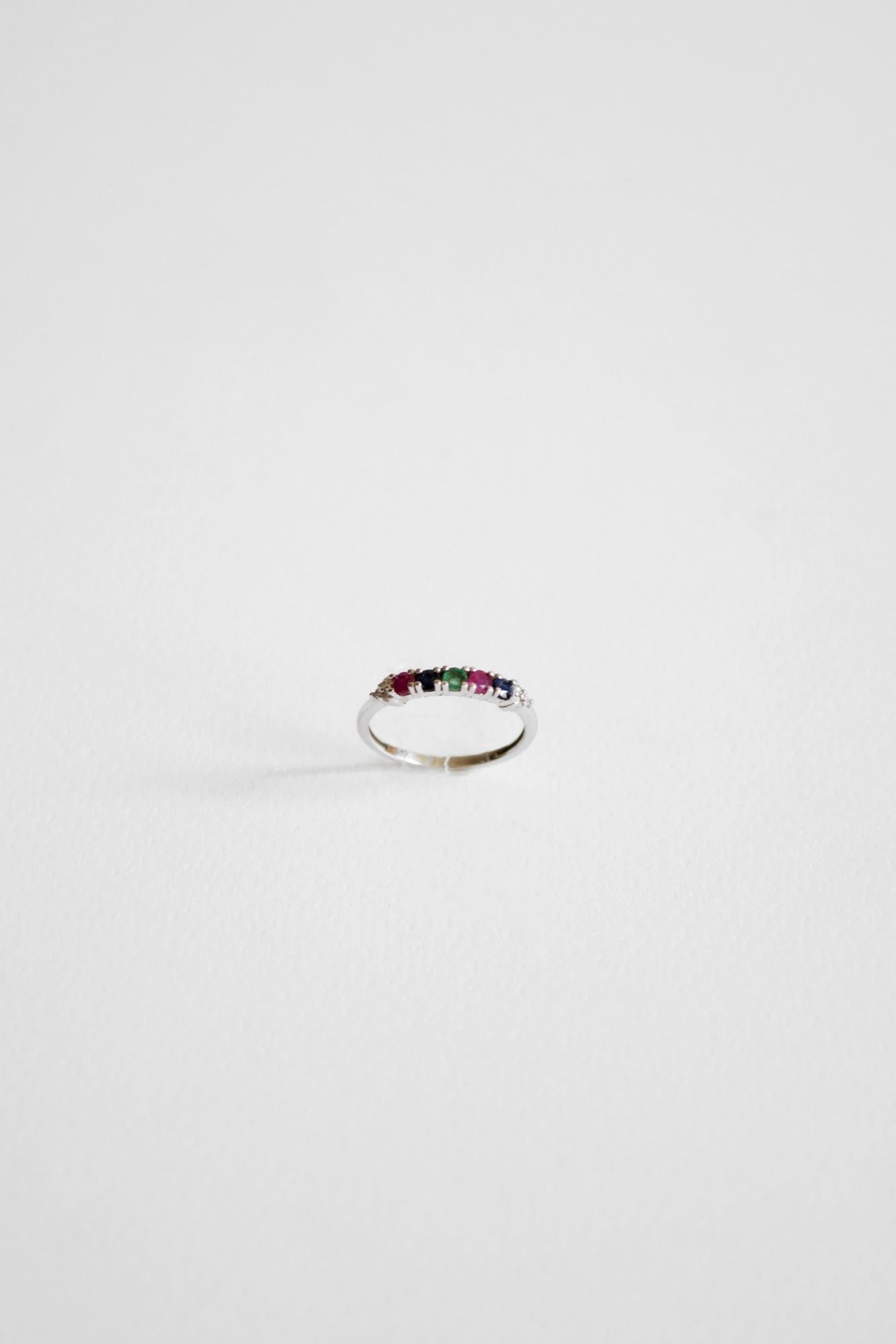 14K Anillo oro blanco coctel diamantes