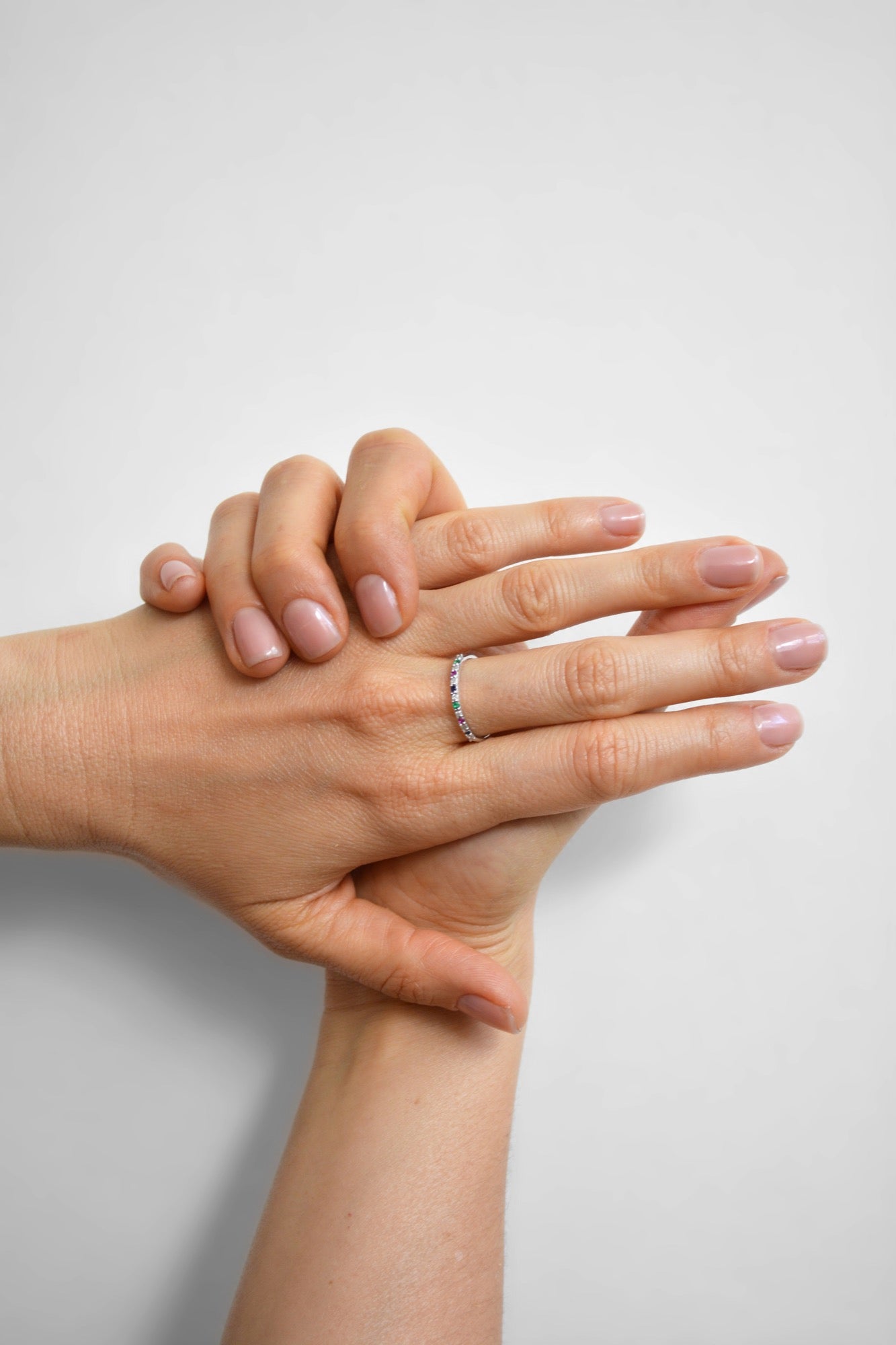 14K Anillo oro blanco coctel diamantes