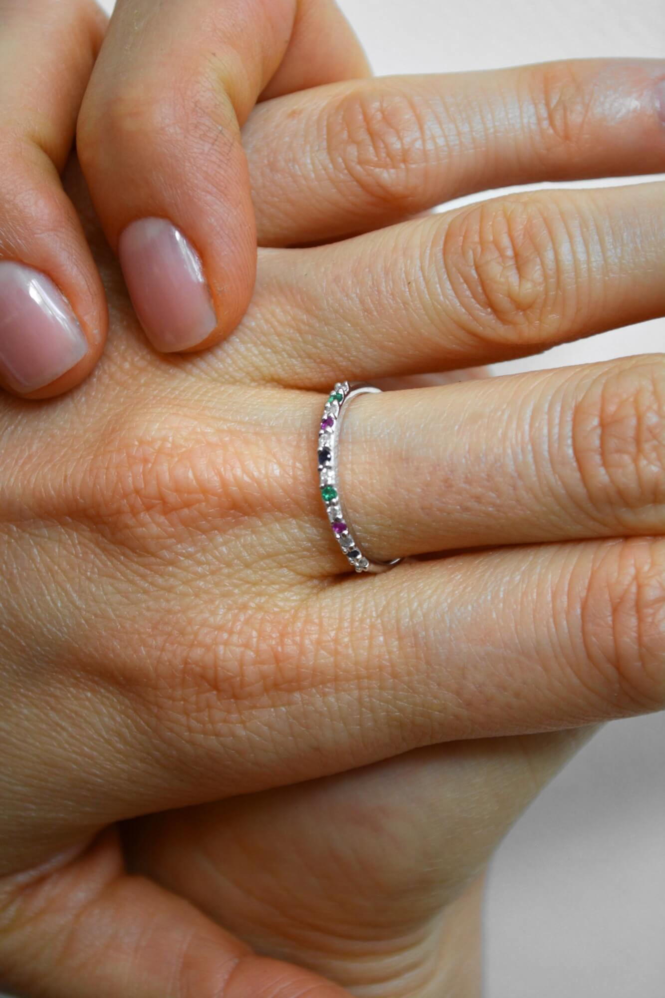 14K Anillo oro blanco coctel diamantes