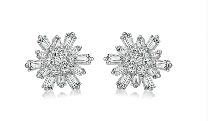 14K Aretes oro blanco diamante