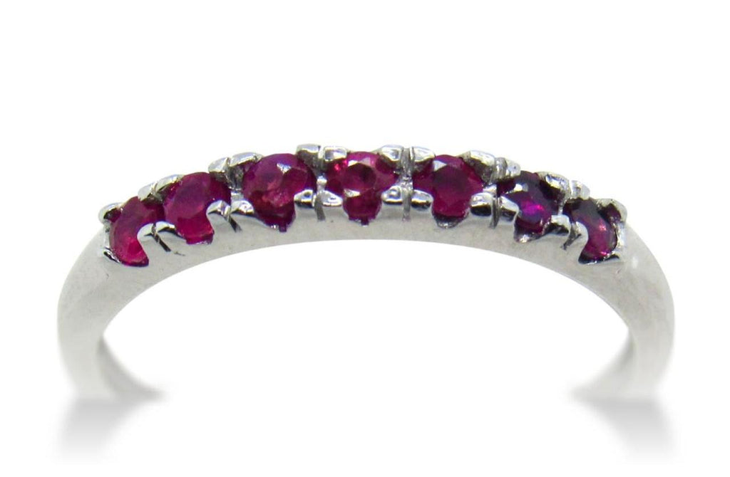 14K Anillo oro blanco rubíes