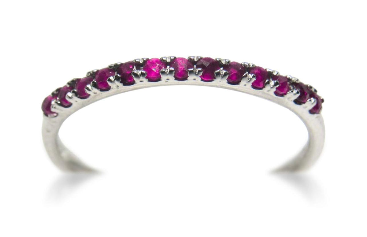 14K Anillo oro blanco rubíes