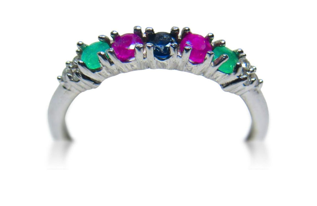 14K Anillo oro blanco coctel diamantes