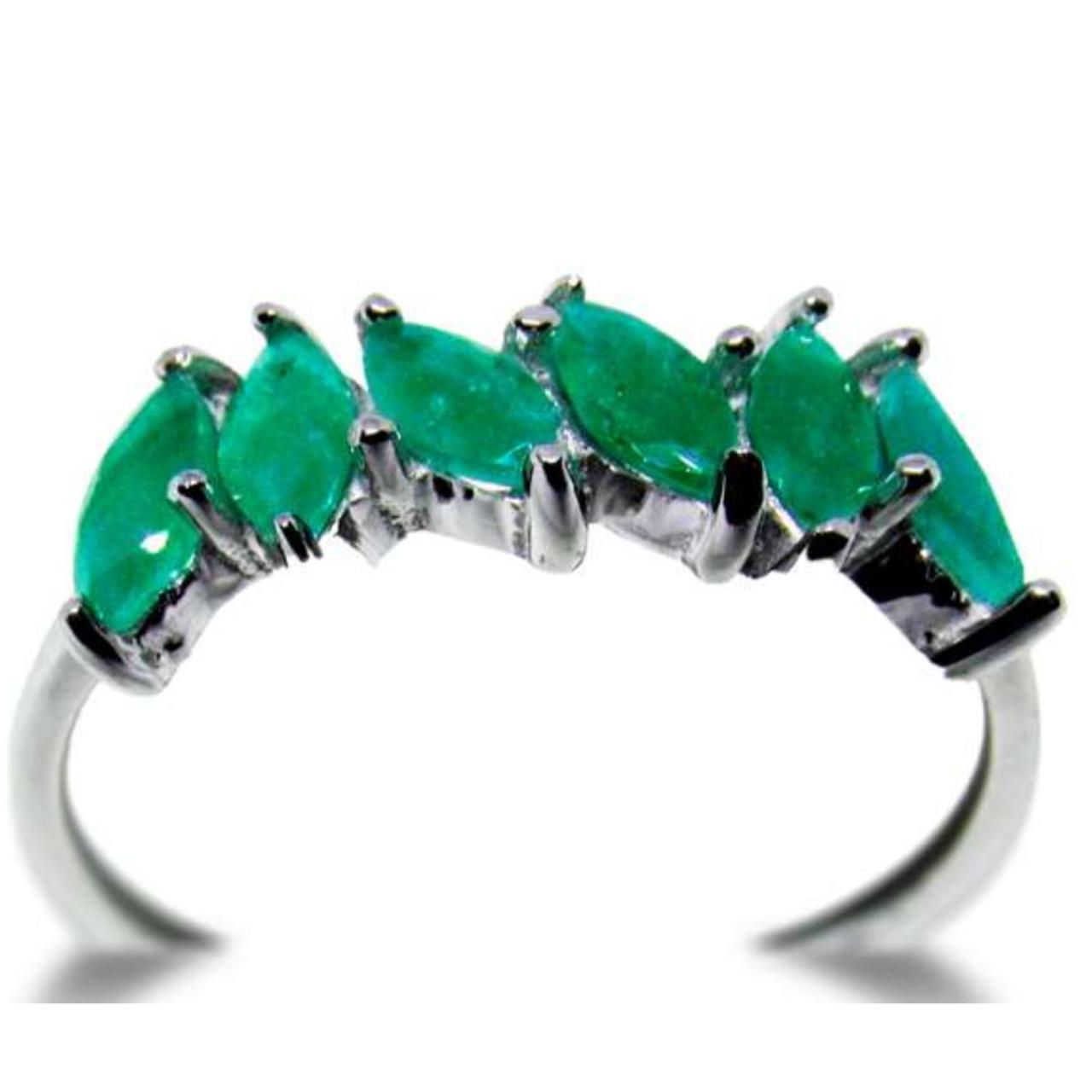 14K Anillo oro blanco esmeraldas